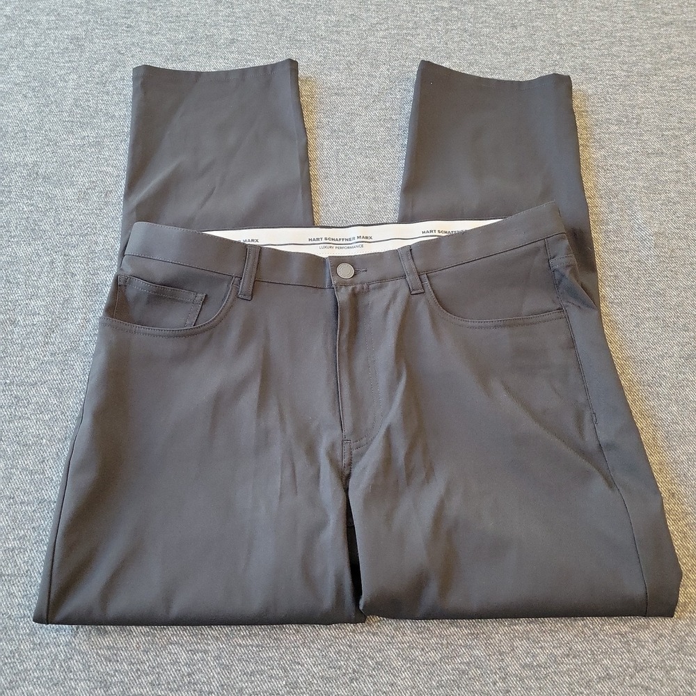 Hart Schaffner Marx Luxury Performance Pants Mens 36x29 Black Stretch 5 Pocket